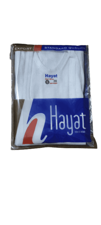 " Hayat White Inner Vest for Men - Sleeveless Sando/Banyan - Classic Comfort pack of 1"