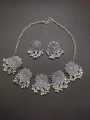 Antique Silver Choker Necklace with Earrings Set for Girls & Woman. 