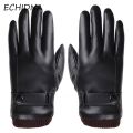ECHINDA Winter Outdoor Faux Leather Waterproof Full Finger Touch Screen Gloves. 