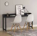 Tribesigns Overbed Table with Wheels, Unadjustable Queen Size Mobile Desk with Heavy-Duty Metal Legs, Height Can't Adjust (Black). 