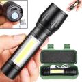 Zoomable Mini Led Flash Light Aluminum Pen Torch Emergency Penlight Cob Flashlight. 