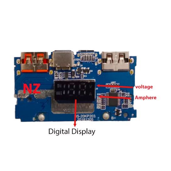 Digital Display Power Bank Circuit Charging Module Qc 3.0 18W Lithium Battery Charger Type-C and MICRO