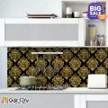 Gift City Presents Golden Foil Kitchen Tile Stickers Multiple Quantity - 12x12 cm Tiles Stickers for Bathroom Kitchen Stickers Wall Wallpaper Border Decoration. 