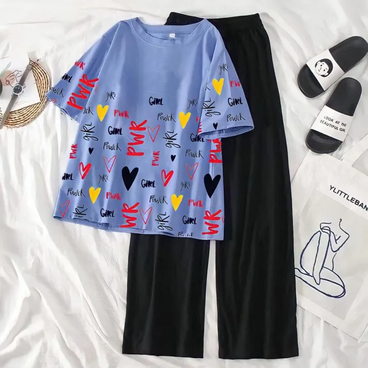 Women'S%20Oversized%20Girls%20Powera%20Printed%20T-Shirts%20And%20Trousers%20Lose%20Wear%20-Fabric%20Jersey%20Cotton%20-%20Relax%20In%20Style%20And%20Comfort%20-%20Image%204