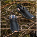 Black Peshawari Chappal Kheri for Men Hand Made - Footwear Pure Leather - Matt Folded Leather Upper. 