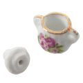 15 pieces Porcelain tea set Dollhouse miniature foods Chinese rose dishes cup. 