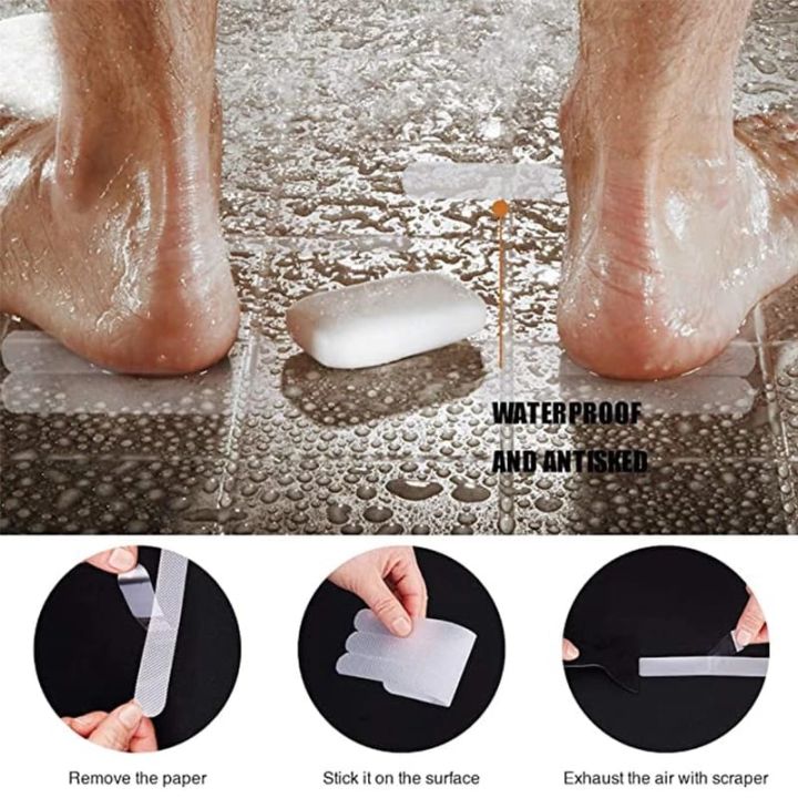 5Pcs Anti-Slip Strips Shower Floor Stickers Bath Safety Strips Transparent Non Slip Tape For Bathtubs Stairs