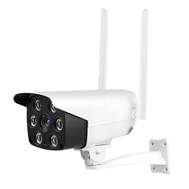 Outdoor Full HD Wireless IP Security Camera, WiFi CCTV Surveillance Camera, Weatherproof - Night Vision - LED Lights - Two Way Audio - Motion Detection - SD Card Slot - V380 - Free Camera Stand + Power Adapter