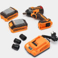Ingco Original 20V Lithium-Ion Cordless 500N.m Impact Wrench with 2 Pcs 4.0Ah Batteries with Charger. 