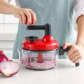 Quick Onion Chopper- Hand Mixer Food Chopper, ,Manual Food Processor, Mixer Blender, Rotary Vegetable Chopper for Garlic, Salad, Salsa, Nuts Speedy Chopper with 3 Curved Stainless Steel Blades, Handheld Mincer/Mixer/Blender to Chop Fruits Onions/Nuts. 