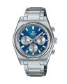 Casio Edifice Mens Silver Stainless Steel Case Round Analog Date Chronograph Multi-Function Silver Stainless Steel Bracelet Watch-EFB-730D-2AVUDF. 