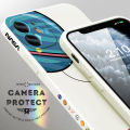 Hontinga for Samsung S9 Plus Case Cartoon Astronaut Side Design Back Cover Soft Square Edge Liquid Silicone Phone Cases. 