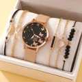 6pcs Set Womens Watches Ladies Fashion Butterfly Watch New Simple Casual Womens Analog WristWatch Bracelet Gift No Box. 