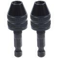 JOUYI 2X 0.3-3.6mm Keyless Drill Chuck Screwdriver Impact Driver Adaptor 1/4inch Drill Black. 
