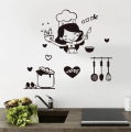 Happy Girl Chef Loves Cooking Wall Sticker Restaurant Bar Kitchen Dining Room Fridge Light Switch Decal Diy Art Home Decor | 3d Wall Stickers For Kitchen Waterproof | Wall Stickers For Kitchen Tiles | Kitchen Stickers For Wall Decoration. 