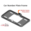 Ultra Slim Customized Car Number Plate Frame (Black) with Back View Camera Fitting Option. 