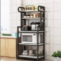 5 Tier Kitchen Storage Rack with Wooden Shelves & Black Iron Frame | Heavy Duty Microwave Oven Stand | Multi Layer Kitchen Organizer for Oven, Stove & Accessories | Space Saving Rack 24x16x60 Inches. 
