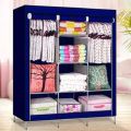 Wardrobe Folding Portable Storage Almari Cabinets 3 Door Closed with Zip. 
