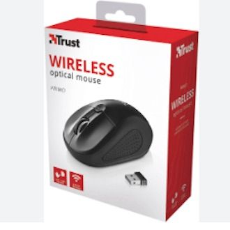 Truśt Primò Wireless Optical Mouse, for Laptop with Storable USB Receiver, 1000-1600 DPI, for Left and Right-Handed Users, Wireless Mouse for PC, Laptop, Mac - Black