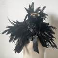Feather Shrug Shawl Poncho Capelet Maleficent Neck Cover Black Feather Shawl. 