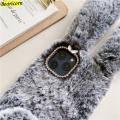 Soft Plush Case For iPhone 13 14 15 11 12 Pro XR X Xs Max 7 8 6 6s Plus 5 5S SE mini 3D Furry Rabbit Bunny Warm Fur Hair Cover Straggle Steipos. 