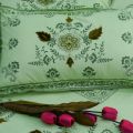 Fresh Green Cotton Embroidered Bed Sheet Set. 