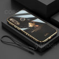 For Huawei Honor 20 Lite Back Cover with Lanyard Luxury Shiny Plating Maple Leaf Camera Lens Protection Square Edge Bumper Soft Silicone Protective Phone Case. 