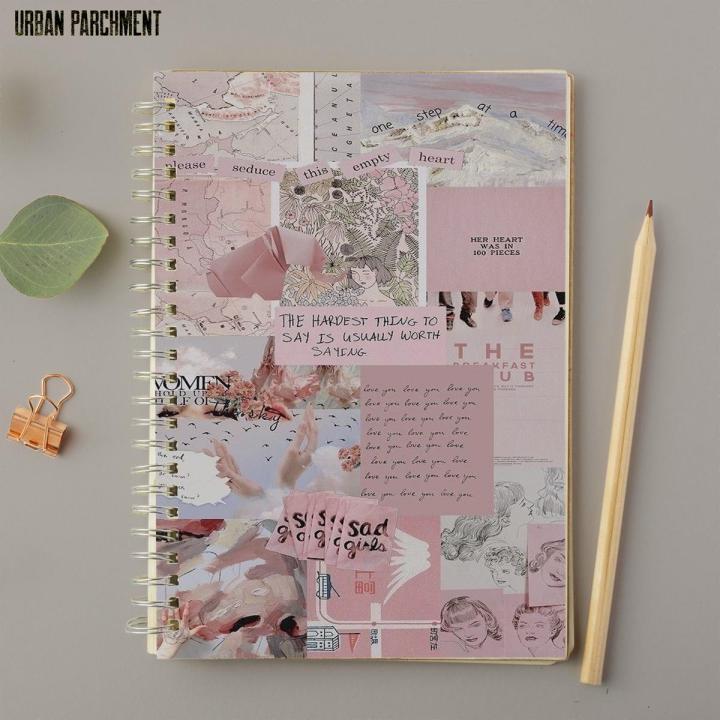 Light Pink Aesthetic - A4 Spiral Notebook with Plastic Sheet