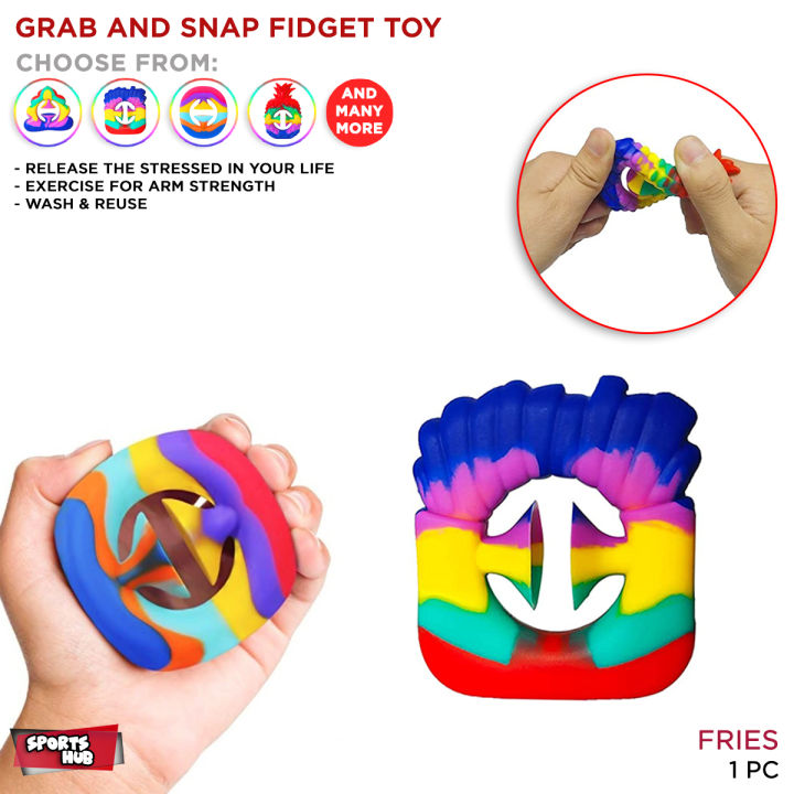 1 PC Hand Pressure Fries Shape Snapper Fidget Toy Squeeze Grab Snap Hand Toys Squeeze to Eliminate Anxiety Noise Maker Stress Relief Finger Sensory Fidget Game Toy For Child Youth and Adults