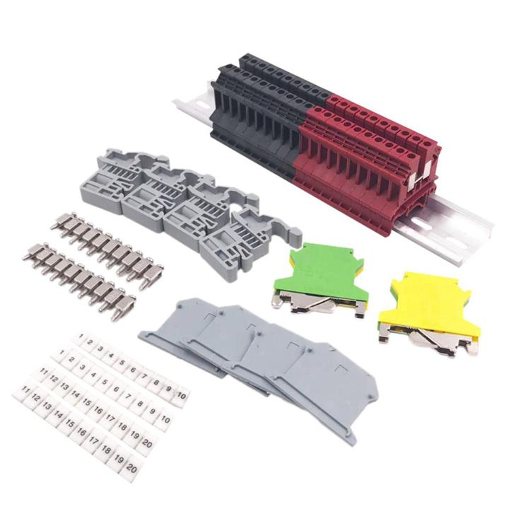 DIN Rail Terminal Blocks Kit Terminal+Ground Blocks+Aluminum Rail+End s+End Covers+Jumpers Kits