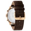 Tommy Hilfiger Wrist Watch For Men Quartz Brown Leather Strap Blue Dial 44mm Watch 1710453. 