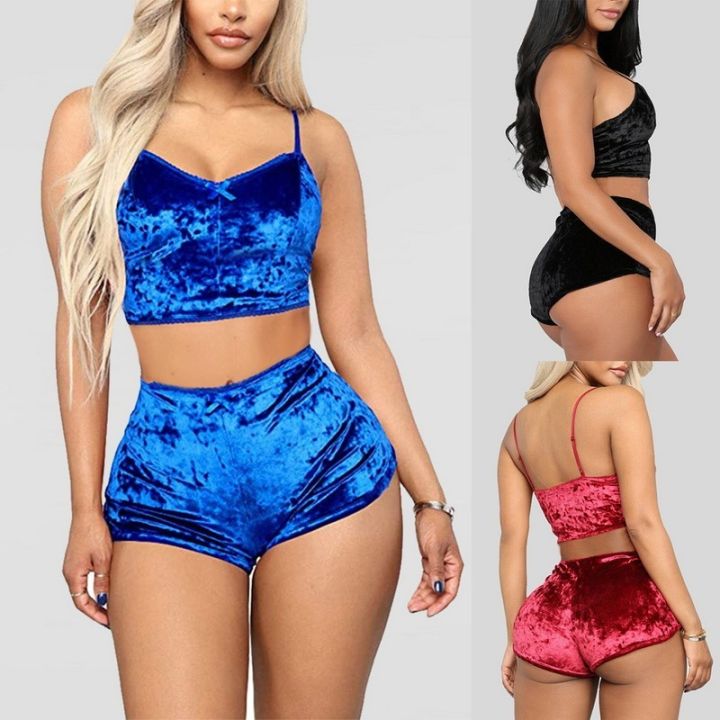 Two%20Pieces%20Camisole%20Suit%20With%20Shorts%20Summer%20Velour%20Pajamas%20Set%20Women%20Outfits%20Large%20Size%203XL%20Home%20Clothes%20Loungewear%20-%20Image%202