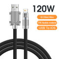 Original 120W Silica USB Cable for iPhone Series - Fast Charging Cable in Black & White. 