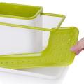 3 IN 1 Self Draining Sink Tidy Organiser Sponge Brush Holder, Green. 