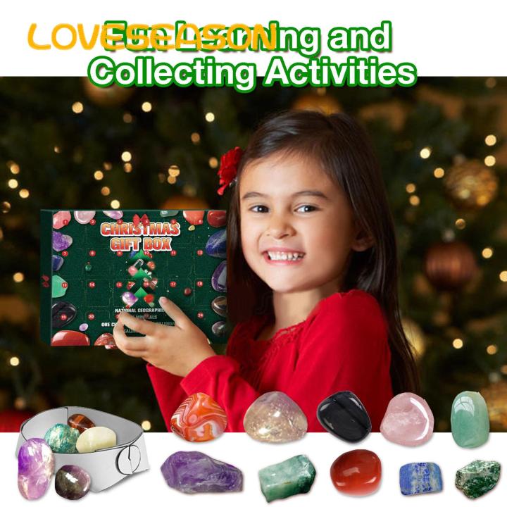 Christmas Gift for Teenagers Geology Rock Advent Calendar 24 Faux Crystal Gemstone Gifts for Kids Perfect Christmas Learning Set for Boys Girls Christmas Advent Calendar