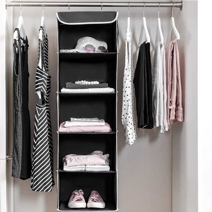Closet Organizer Hanging Storage Bag Wardrobe Cloth Organizer 5 Layers