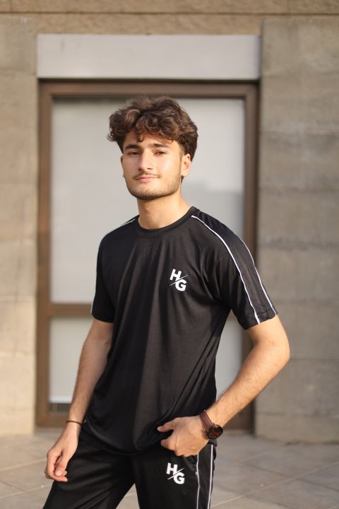 Men’s Black Tracksuit by HG | Soft Dri-Fit Interlock Fabric | Gym and ...