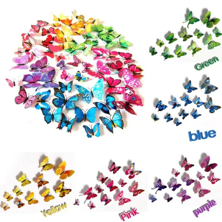 12%20pcs%20PVC%203d%20Butterflies%20Wall%20stickers%20For%20Home%20D%C3%A9cor%20Fridge,%20Doors,%20Walls,%20Kitchen%20-%20Image%208