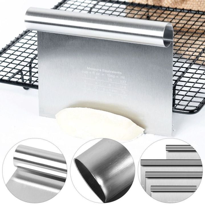 Multi-purpose Stainless Steel Bench Scraper Pasta Dough Scale Ruler Pastry Cutter Measuring Scale Cake Pizza Cutter Bread
