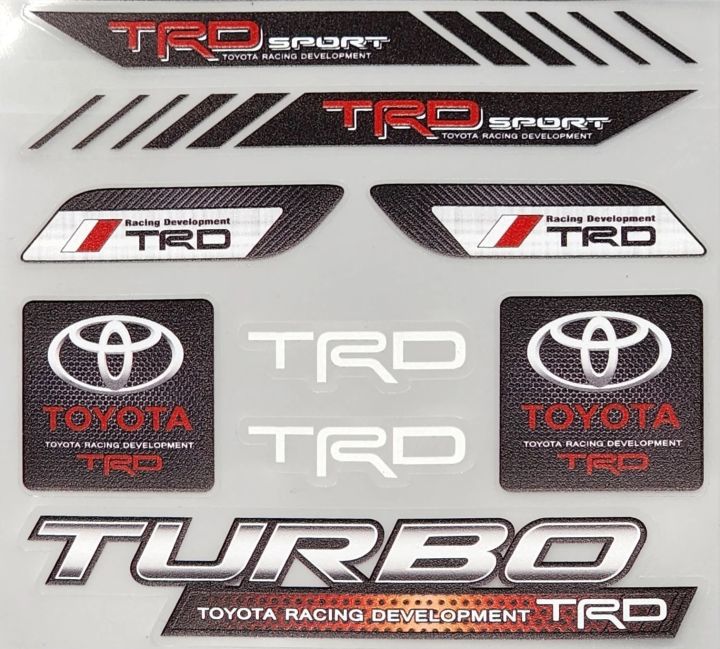 Tr Sticker Cars Premium Embossed Turbo Toyota TRD Sticker Sheet – Custom Car & Bike ...