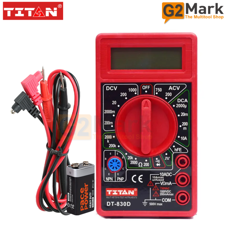 TITAN DT-830D Digital Multimeter with probe volt resistance meter