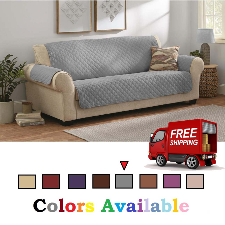 Cotton Quilted Sofa Covers (Dark Brown)