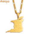 Anniyo Big Trinidad Tobago Map City Name Pendant Necklace For Women Men Gold Color Trendy Ethnic Jewelry S 119421. 