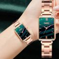 Gaiety Brand Watch For Women Green Dial Square Ladies Quartz Wrist Watch Bracelet Rose Gold Dress Luxury Women Watches. 