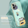 Jizetin (Free Lanyard) for iPhone 13 Pro Max Back Cover Parachute Minions Luxury 6D Plating Case Side Pattern Soft Silicone Square Phone Cases. 