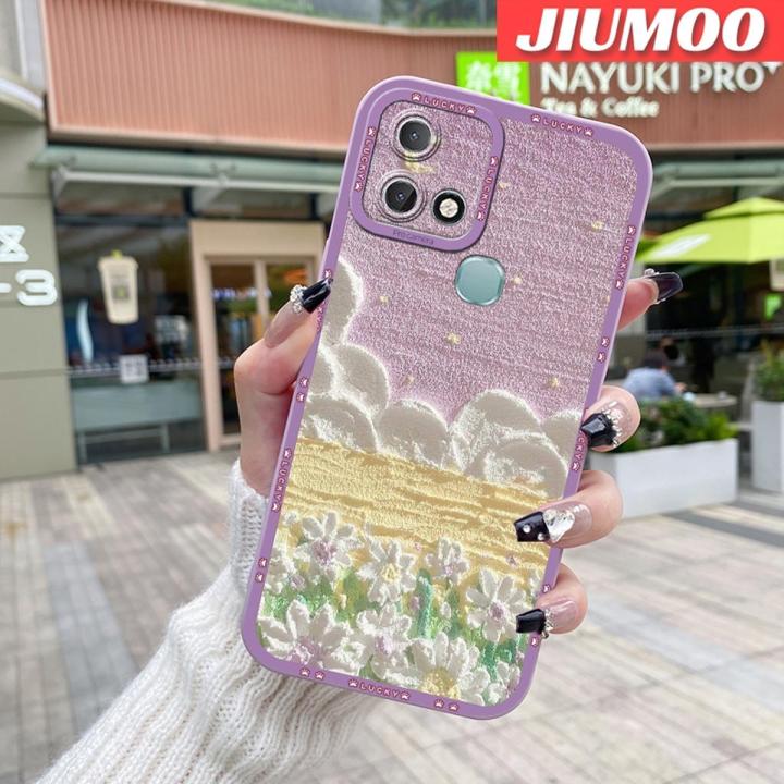 JIUMOO Case For Infinix Hot 10i Case Oil Painting Beautiful Starry Sky Thin Shockproof Square Edge Silicone Casing Full Lens Cover Camera Protect Cases Softcase
