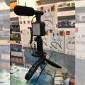 Vlogging kit | tripod phone holder | full light | microphone | kit | vlog live stream kit | 2 in 1 | Grip Tabletop Tripod | used as a hand grip pod. 