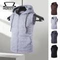 Zipper Pocket Sweatshirt Vest Men's Summer Sleeveless Hooded Vest with Pockets Zipper Placket Lightweight Waistcoat for Outdoor Activities Men Hooded Vest Jacket. 