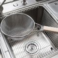Stainless Steel Deep Frying Strainer Wooden Hndle | Fine Mesh Kitchen Chalni for Fries, Pakoray, Pasta, Noodles & Cooking. 