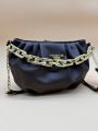 New Trending Stylish Crossbody Metal Chain Design Strap Mini Shoulder Handbags | Hand Bag For Girls, Ladies, Women | Bags For Girls Women Ladies | Female Embroidery Travel Zipper Leather Handbag | Best Gift for Her. 